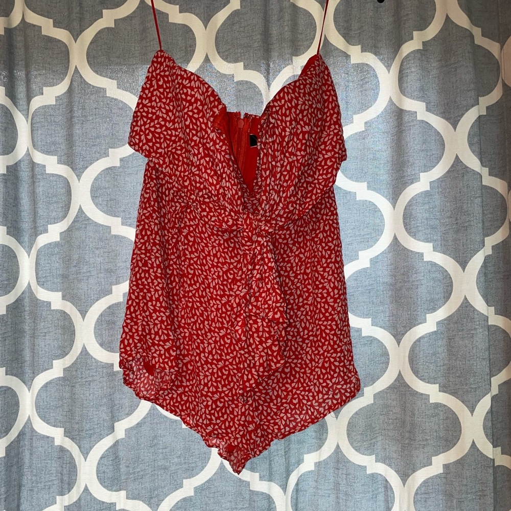 Blue Blush Strapless Orange Romper (M)